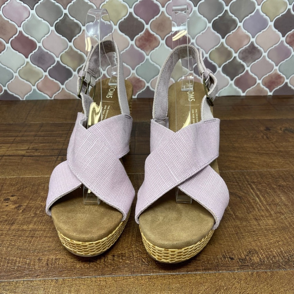 Toms - Ibiza Platform Heel Burnished Lilac‎ Heritage Canvas - Size 9 - Picture 7 of 17